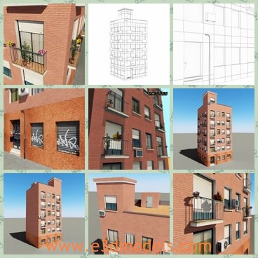 3d model the building made of bricks - This is a 3d modle of the building made of bricks,which is modern and built with good quality.