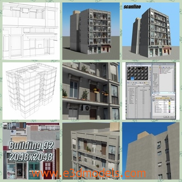 3d model the building made with bricks - This is a 3d model of the building made with bricks,which is stable and built with balcony.The stores and shops are near the building.