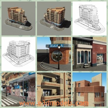 3d model the building near the street - This is a 3d model of the building near the street,which is tall and made with special materials.