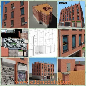 3d model the building of apartment - This is a 3d model of the building of apartment,which is tall and modern.The model is made of bricks and other materials.