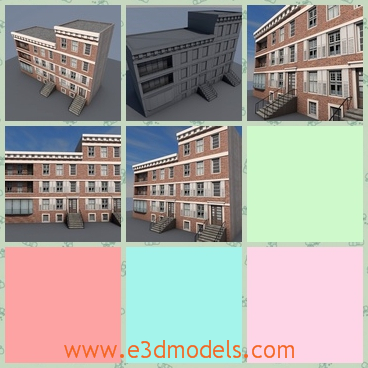 3d model the building with big windows - This is a 3d model of the building with big windows,which are large and spacious.The model is special and great.