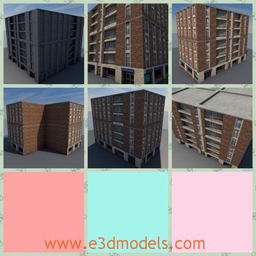 3d model the building with bricks and tiles - This is a 3d model of the building with bricks and tiles,which are fine and in high quality.The building is for the commercal use.