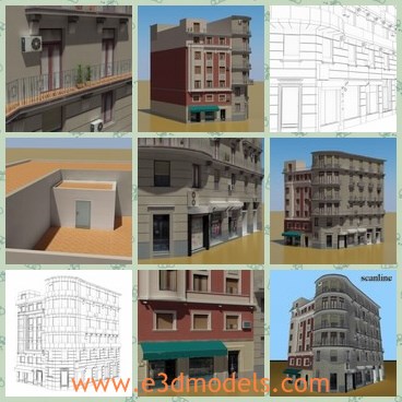 3d model the building with five layers - This is a 3d model of the building with five layers,which is modern and commercial.The building is made with bricks and files.