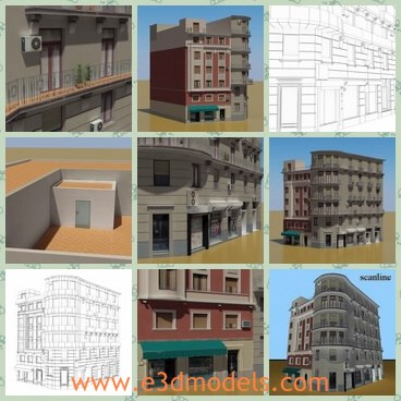 3d model the building with five layers - This is a 3d model of the building with five layers,which is modern and commercial.The building is made with bricks and files.
