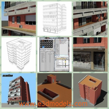 3d model the building with stores - This is a 3d model of the building with stores,which is tall and stable.The building is popular among the old people due its convenience.