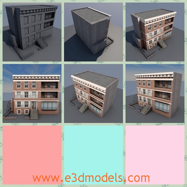 3d model the building with the even roof - THis is a 3d model of the building with the evne roof,which is not tall but stable.The building is common in the countries.