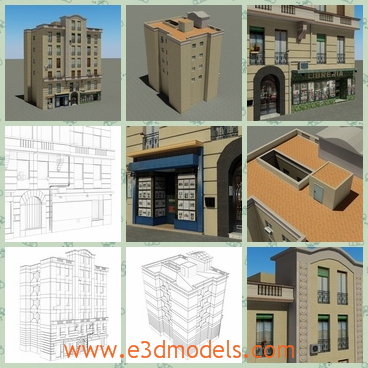 3d model the buildings - This is a 3d model of the buildings,which is built with shotes and shops and other zones.The model can be used as the flat.