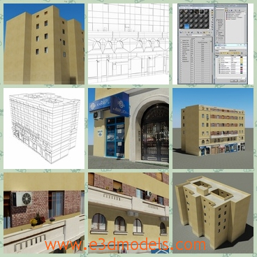 3d model the buildings in bricks - This is a 3d model of the buildings in bricks,which is stable and with the balconies.The model has the hotel besides.