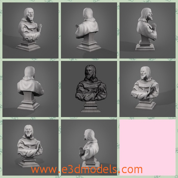 3d model the bust statue - This is a 3d model of the bust statue,which is the sculpture of a man.The model is made according to a famous philosopher in the world.