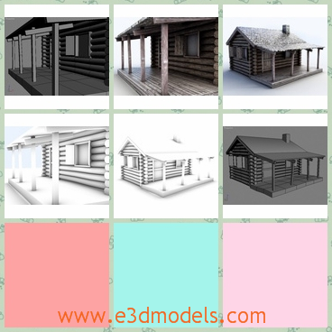 3d model the cabin made with wooden materials - This is a 3d model of the old wooden cottage,which is small and stable.The model is made in high quality.