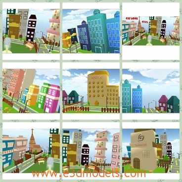 3d model the cartoon city - This is a 3d model of the cartoon city,which is colorful and pretty.The scene of the city is so different from the real one.