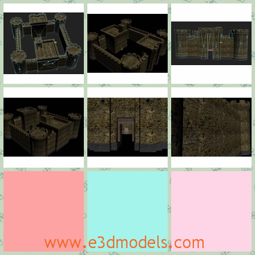 3d model the castle made of stone - This is a 3d model of the castle,which is made of stone and bricks.The model is solid and tall.The model existed in the medieval period.