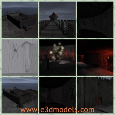 3d model the castle wall - This is a 3d model of the castle wall,which is a game environment created in 3ds max 2010 and rendered with the default scanline renderer.