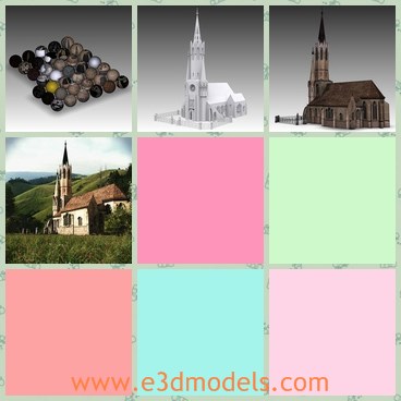 3d model the church in Renaissance period - THis is a 3d model of the church in Renaissance period,which emphasis on symmetry, geometry, proportions and regularity of components typical of the Renaissance style.The main central tower is crowned with a pointed iron spire and surrounded by tall arched windows.