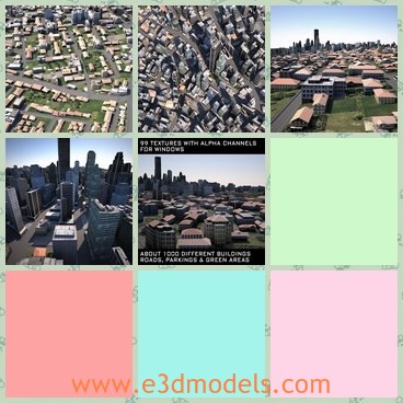 3d model the city - This is a 3d model of the city,which is modern and usually exists in urban areas.The building is modern and new.