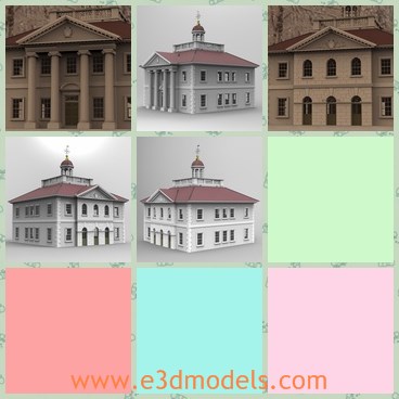 3d model the classic building - This is a 3d model of the classic building,which is large and great.One of the three orders or organizational systems of classical architecture, the other two canonic orders being the Doric and the Corinthian.