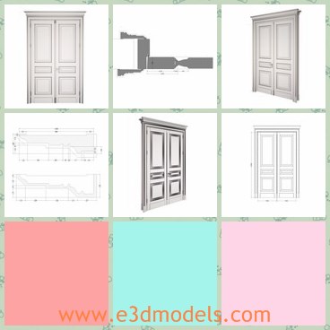 3d model the classic door - This is a 3d model of the classic door,which is a double one.The door is white and elegant.The model is made of special materials.