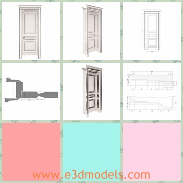 3d model the classic door - This is a 3d model of the classic door,which is made of wooden materials.The door is a singel one and which is also popular in many markets.
