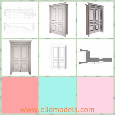 3d model the classic door - This is a 3d model of the classic door,which is white and fine.The door is a double one,which is so popular in the market.
