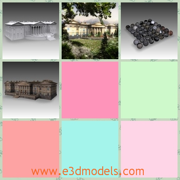 3d model the classical building - This is a 3d model of the classical building,which was stately mansion at that time.The house was surrounded by trees and grass.