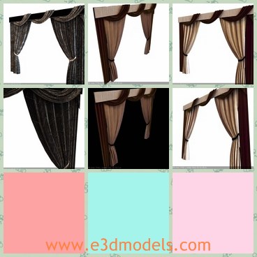 3d model the collected curtain - This is a 3d model of the collected curtain,which is fine and elegant.The curtain is made of soft and fibre materials.