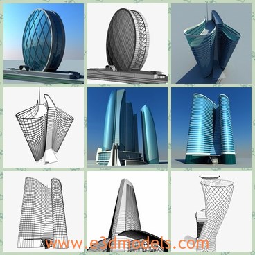 3d model the collection of buildings - This is a 3d model of the collection of buildings,which are presented in different shapes and colors.But all of them are so charming and glorious.