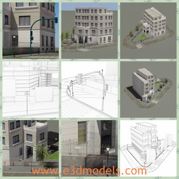 3d model the commercial building - This is a 3dmodel of the commercial buidling,which is modern and built as the bank and office.