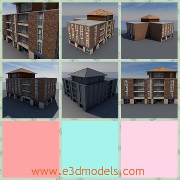 3d model the commercial building - This is a 3d model of the commercial building,which is not so high and the balconies of the building are fine and safe.