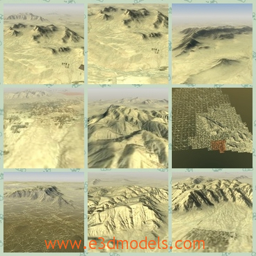 3d model the desert with hills - This is a 3d model of the desert with hills,which are the secenery of the mountain and the terrain is commom in northwestern areas.