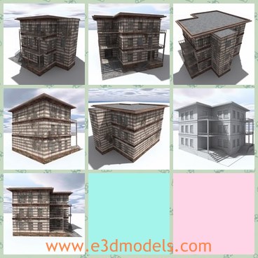 3d model the destroyed house - This is a 3d model of the destroyed house,which is rustic and ruined.The house is popular at that time.
