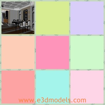 3d model the dining room - This is a 3d model of the dining room,which is spacious and luxury.The model is made with high quality.