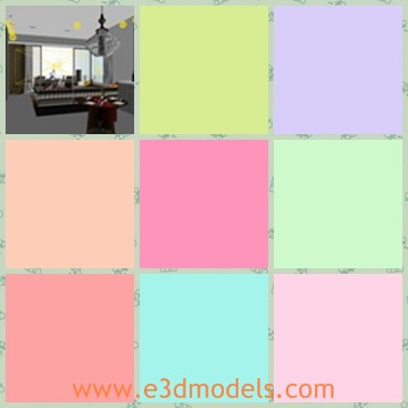3d model the dining room made in details - This is a 3d model of the dining room made in details,which is large and spacious.The model is created along with the living room.