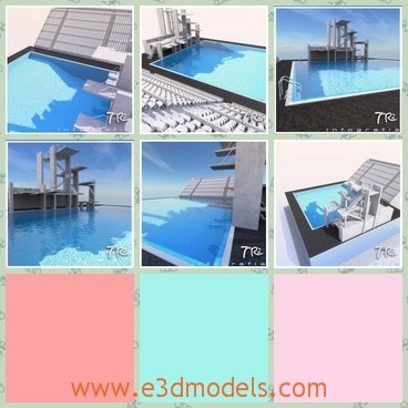 3d model the diving pool - This is a 3d model of the diving pool,which is spacious and clean.The model is the part of a luxury house.