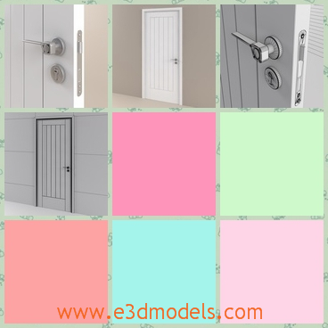 3d model the door with a handle - This is a 3d model of the door with a handle,which is white and ornamented with fine textures.The modern style of the door is popular in the family.