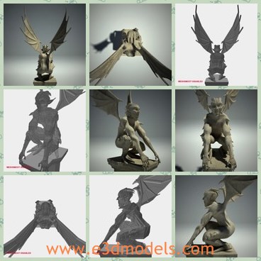 3d model the dragon - THis is a 3d model of the dragon,which is the stone model with wings.The model is gothic and architectural.
