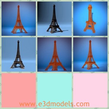3d model the eiffel tower - This is a 3d model of the Eiffel tower,which is the landmark in France and famous around the world. Many people come to France to see the tower.