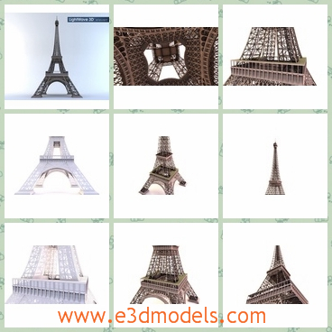 3d model the eiffel tower - This is a 3d model of the Eiffel Tower,which is the landmark in Paris.The model is famous around the world.