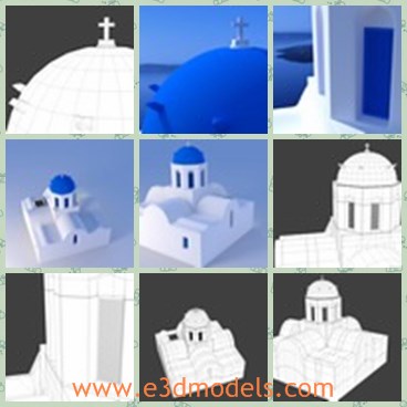 3d model the elegant church - This is a 3d model of the elegant church,which is a typical Greek church in Santorini.The model was created in Blender and preview images were rendered in Cycles render engine.