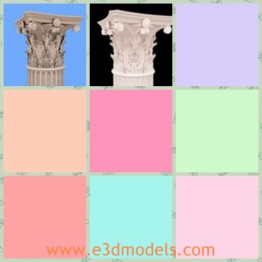 3d model the elegant column - This is a 3d model of the elegant column,which is classical and made of marble materials.The column is detailed and popular in ancient Rome.