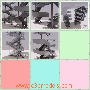 3d model the emergency stairs - This is a 3d model of the emergency stairs,which is the steel materials.The model is the safe exit for emergency.