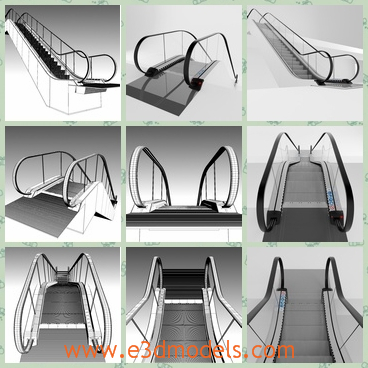 3d model the escalator - This is a 3d model of the escalator,which is long and safe.The escalator is modern and designed by a famous creator of Italy.