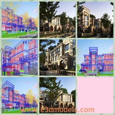 3d model the european building - This is a 3d model of the European building,which is great and made near the office building.