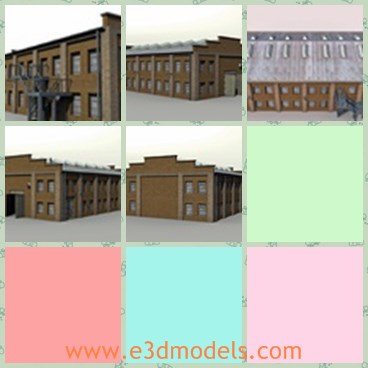 3d model the factory building - This is a 3d model of the old factory building,which is presented with hollow interior and floor.The windows are transparent and clean.
