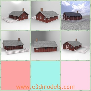 3d model the farm house - THis is a 3d model of the farm house,which is red and made in traditional style.The model is built for raising domestic pigs and pigs are always stored indoors.