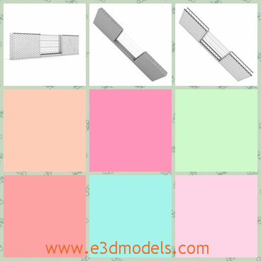 3d model the fence with brick and metal - This is a 3d model of the fence with brick and metal,which is solid and tall.The fence in the safety guard of the building.