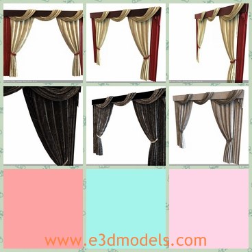 3d model the fine draperies - This is a 3d model of the fine draperies,which is elegant and pretty in living room.The curtain is common in hotels and restaurants.