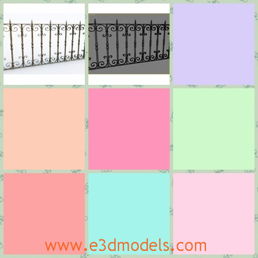 3d model the fine fence - This is a 3d model of the ornamental fence,which is the metal materials.The model is rusty and made with special other materials.