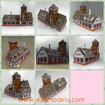 3d model the fire station - This is a 3d model of the fire station,which is from Western Europe, with a building featuring some Tudor style architectural elements. Buildings like this are more common in smaller rural towns
