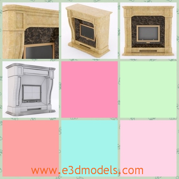 3d model the fireplace made in marble - This is a 3d model of the fireplace made in marble,which is classical and practical.The model is popular in western countries.