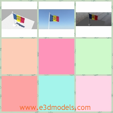 3d model the flag of Andorra - This is a 3d model about the flag of Andorra,which is a country in the world and it is not famous.